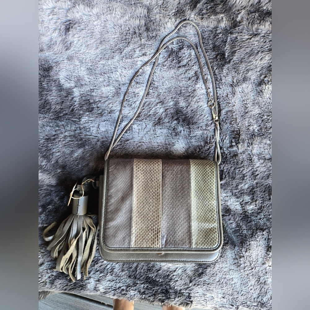 AllSaints Bansho Shoulder Bag – Watersnake Leather with Tassel